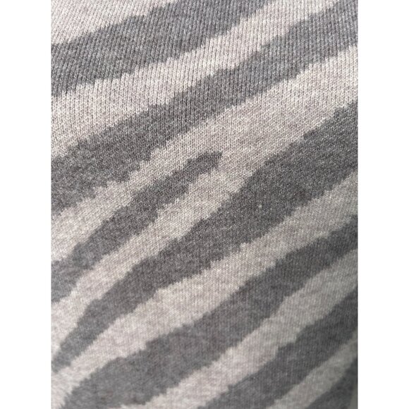 Tahari Women's Sweater XS Beige Brown Zebra Print Mock Neck Pullover Knit Top - Picture 2 of 8